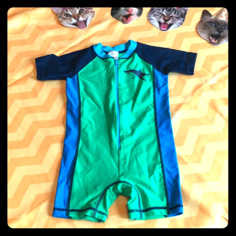 Hanna Andersson kids romper swimsuit onesie Shark